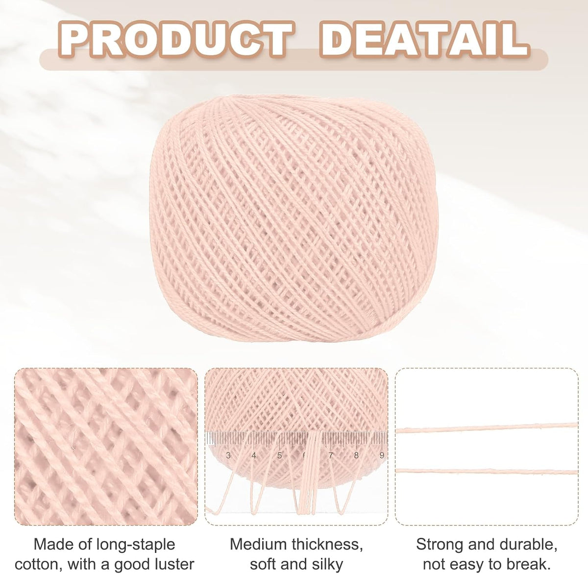 Crochet Thread Pearl Cotton Size 3 Light Pink Pearl 164 Yards for Crocheting Tatting Knitting Embroidery Sewing