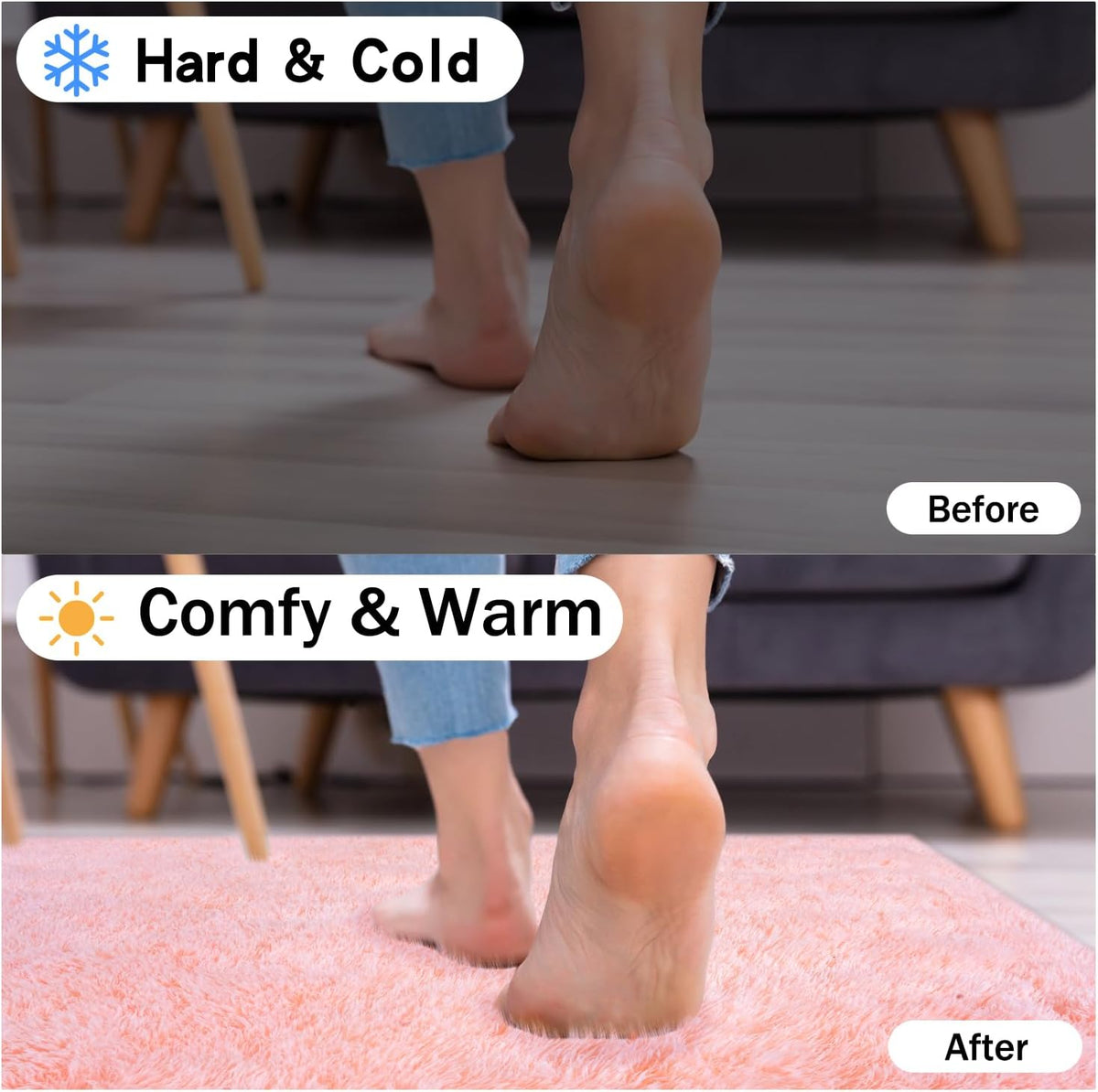 Ultra Soft Pink Rugs for Bedroom 8x10 Feet, Fluffy Shag Area Rugs for Living Room, Large Comfy Furry Rug for Girls Kids Baby Room Decor Teenage Pastel Princess Rug, Non Slip。
