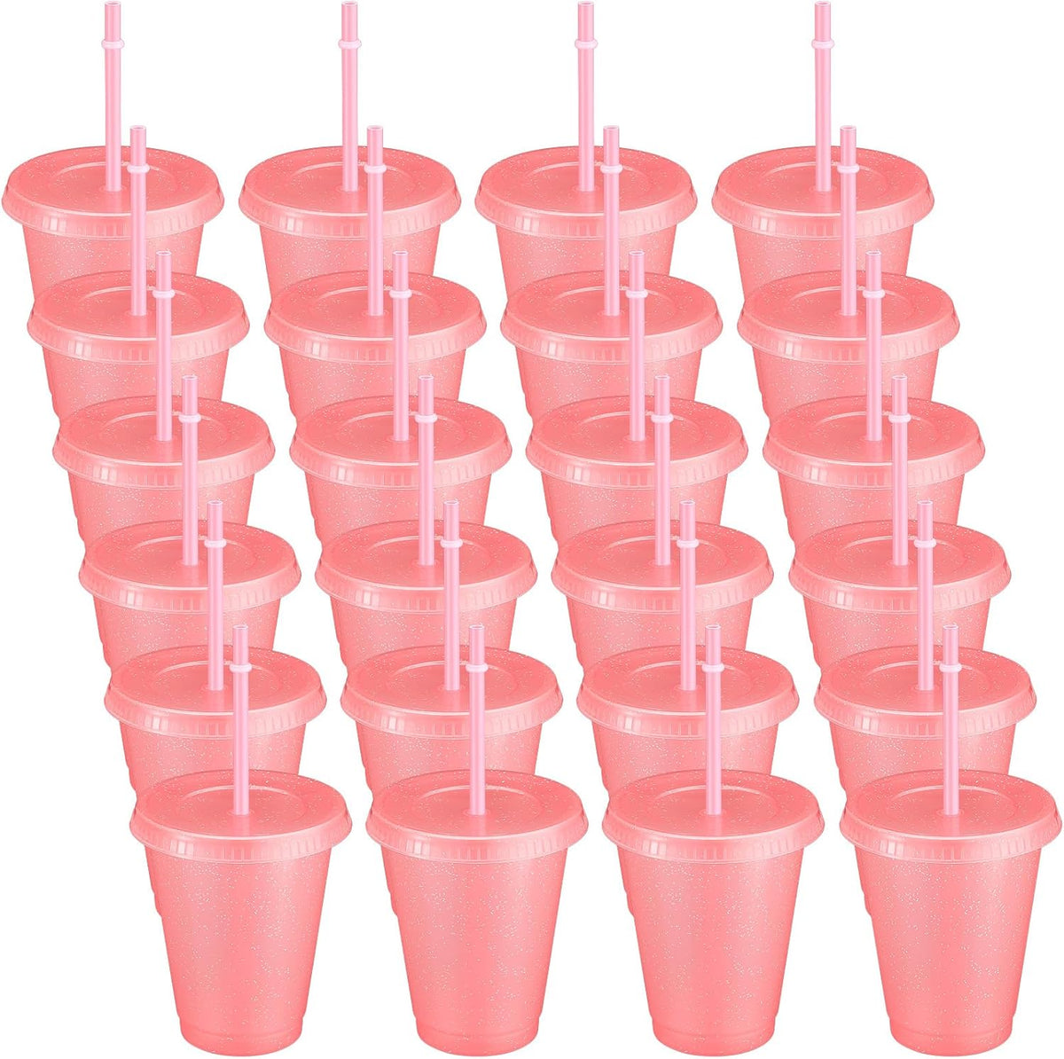 24 Pcs Plastic Cups with Lids and Straws Reusable Cups