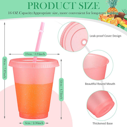 24 Pcs Plastic Cups with Lids and Straws Reusable Cups