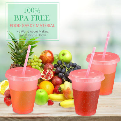 24 Pcs Plastic Cups with Lids and Straws Reusable Cups