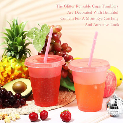 24 Pcs Plastic Cups with Lids and Straws Reusable Cups