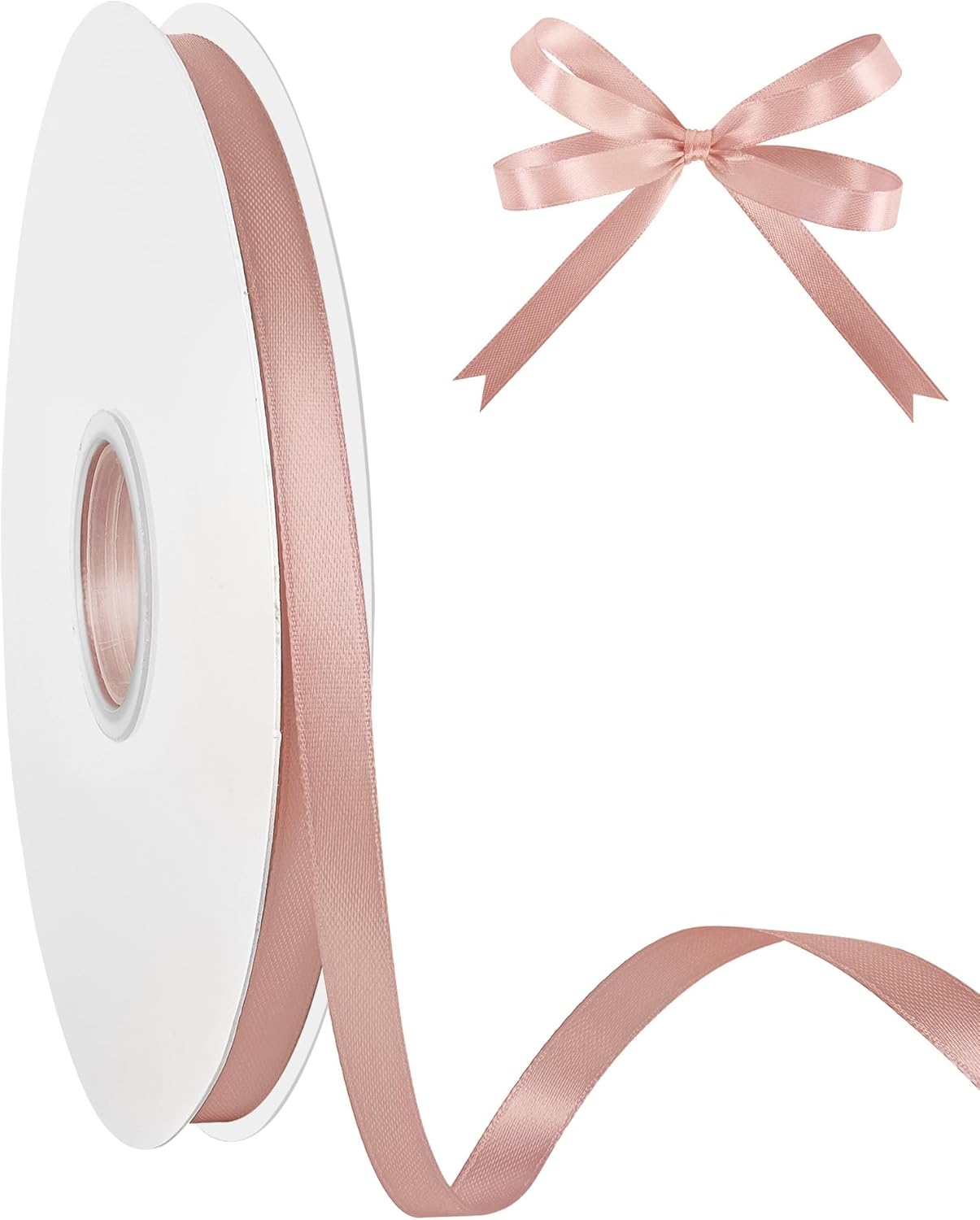 Double Face 3/8 Inch Peach Pink Satin Ribbon 50 Yards Fabric Ribbon for Gift Wrapping Bow Craft Flower Bouquet Wedding Sewing Decoration Accessories
