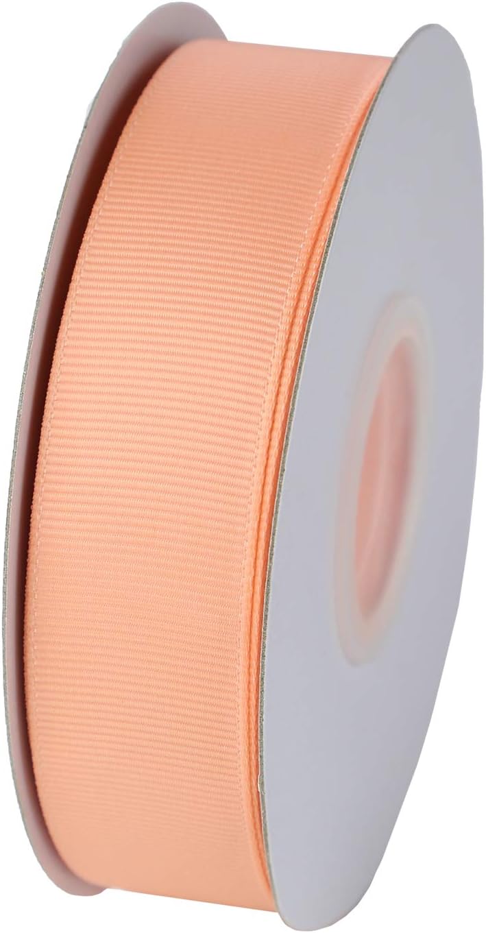 ITIsparkle 1" Inch Grosgrain Ribbon 50 Yards-Roll Set for Gift Wrapping Scrap Books Party Favor Hair Braids Hair Bow Baby Shower Decoration Floral Arrangement Craft Supplies, Peach Ribbon
