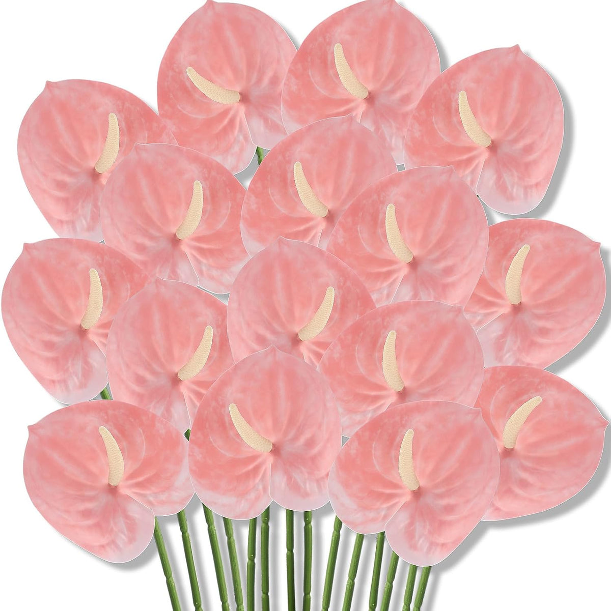 20 Pcs Artificial Anthurium Flowers 23.6 Inch, Pink