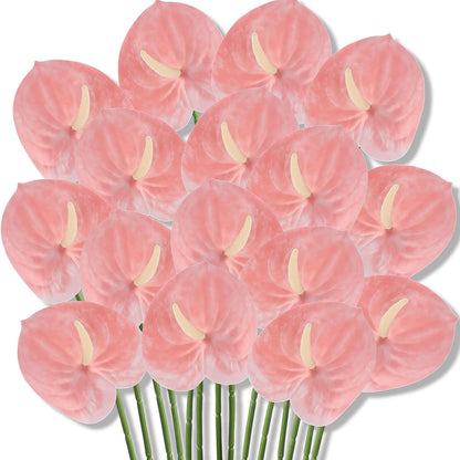 20 Pcs Artificial Anthurium Flowers 23.6 Inch, Pink