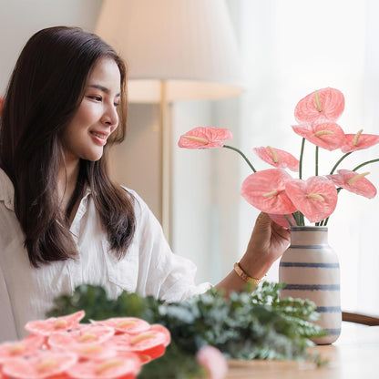 20 Pcs Artificial Anthurium Flowers 23.6 Inch, Pink