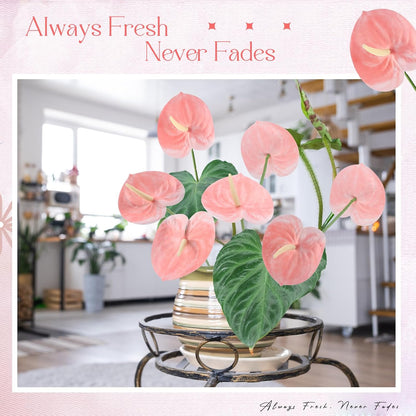 20 Pcs Artificial Anthurium Flowers 23.6 Inch, Pink