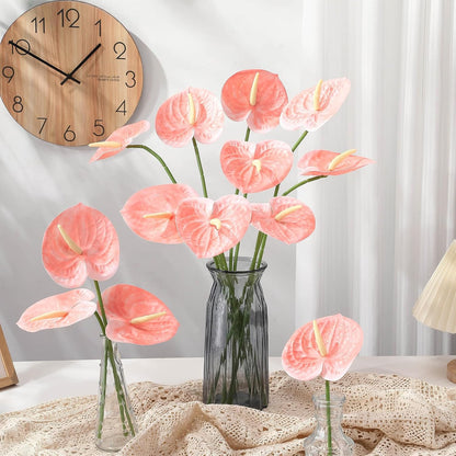 20 Pcs Artificial Anthurium Flowers 23.6 Inch, Pink