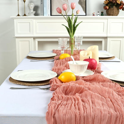 16 Pack Peach Cheesecloth Table Runner 23 x 120 Inch 10Ft