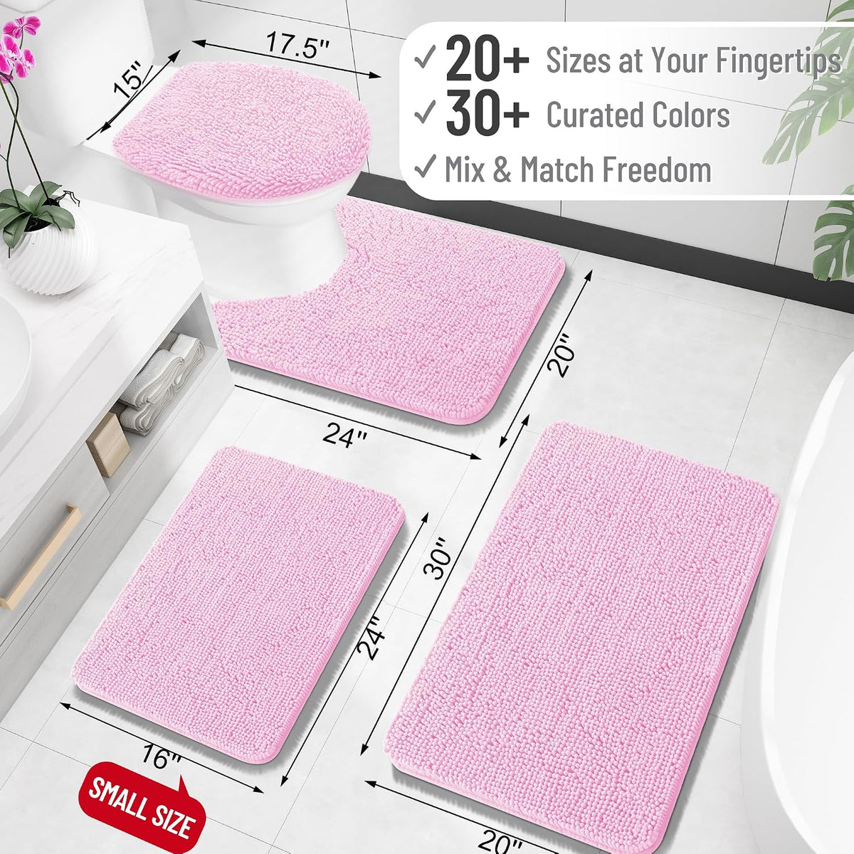 Bathroom Rugs 30x20, Extra Soft Absorbent Chenille Bath Rugs