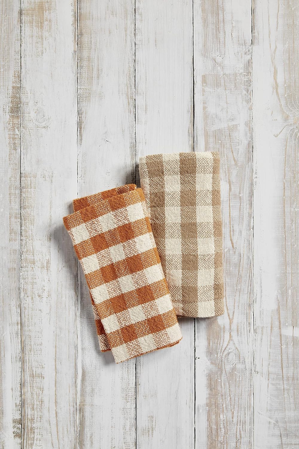 Mud Pie Harvest Check Napkin Set, Tan, 18" x 18"