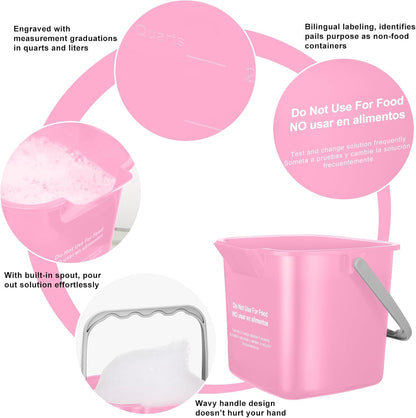 4 Pcs Cleaning Bucket 3 Qt Sanitizing Bucket,Pink