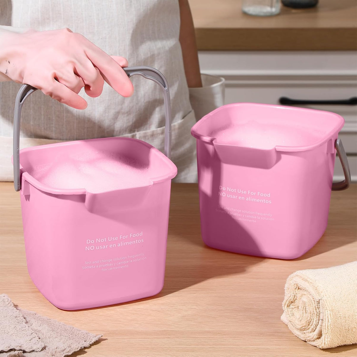 4 Pcs Cleaning Bucket 3 Qt Sanitizing Bucket,Pink