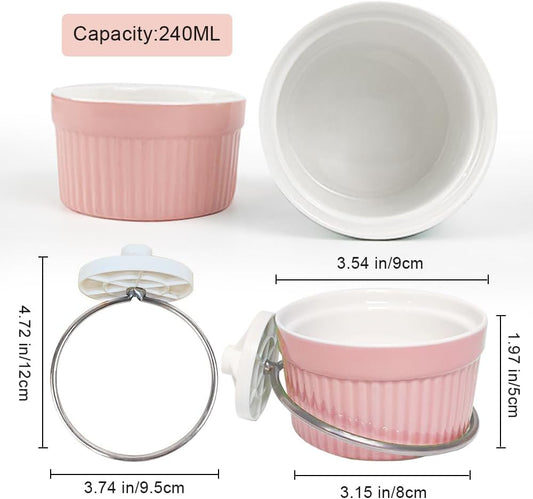 Bird Cage Feeder Parrot Food Cage Bowl Clamp Holder Coop Cup, Ceramic Bird Cage Water Bowl, Pet Feeder Cage for Parakeet African Greys Conure Cockatiels Lovebird Budgie Chinchilla-Pink
