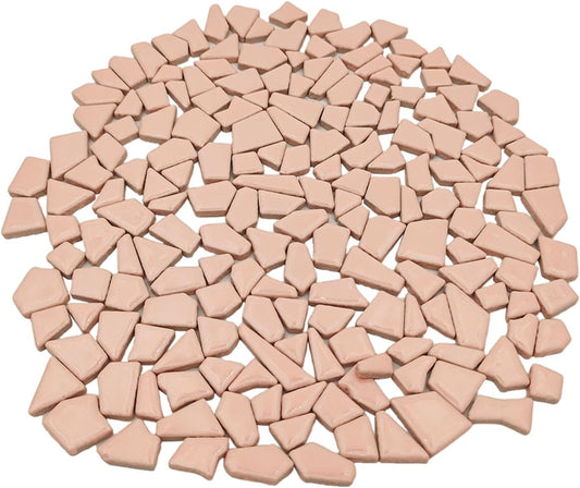 200g Ceramic Mosaic Tiles for Crafts,Irregular Stained Ceramic 0.2"x0.8" Porcelain Mosaic Tiles for Home Decoration (Pink)