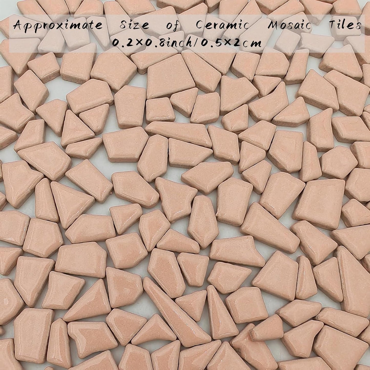200g Ceramic Mosaic Tiles for Crafts,Irregular Stained Ceramic 0.2"x0.8" Porcelain Mosaic Tiles for Home Decoration (Pink)