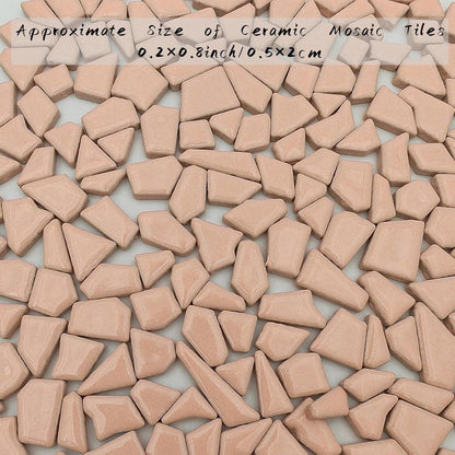 200g Ceramic Mosaic Tiles for Crafts,Irregular Stained Ceramic 0.2"x0.8" Porcelain Mosaic Tiles for Home Decoration (Pink)