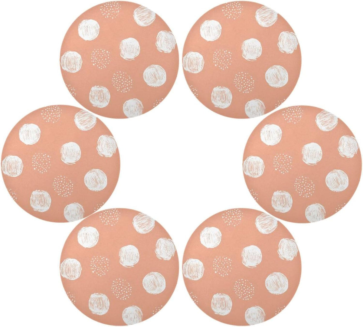 Placemats Set of 4 Peach Dot Design Round Table Mats for Kitchen and Dining Washable Place Mats Heat Resistant Table Decoration 15.4 inch