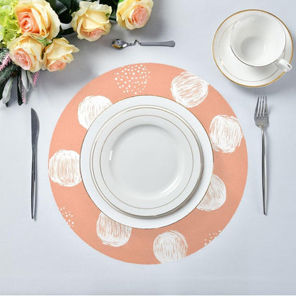 Placemats Set of 4 Peach Dot Design Round Table Mats for Kitchen and Dining Washable Place Mats Heat Resistant Table Decoration 15.4 inch