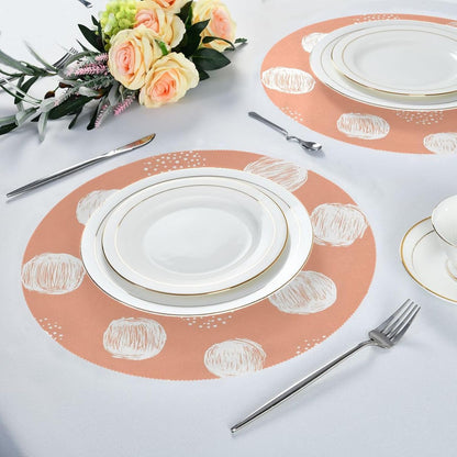 Placemats Set of 4 Peach Dot Design Round Table Mats for Kitchen and Dining Washable Place Mats Heat Resistant Table Decoration 15.4 inch