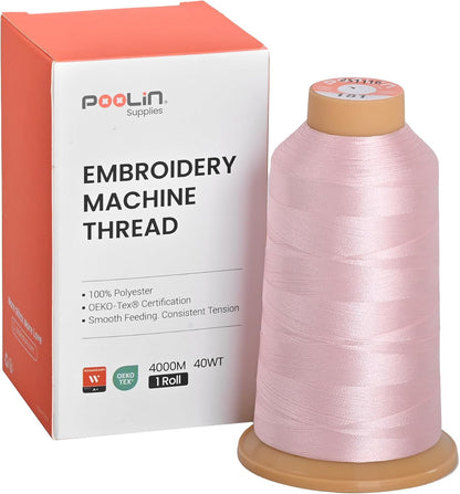 Poolin Polyester Machine Embroidery Thread 4000M 40WT Pale Baby Pink 0181