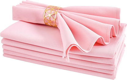 Cloth Napkins Set of 6 Washable Dinner Napkins Square 18X18 Inch Pink Reusable Table Napkin with Hemmed Edges for Hotel Restaurant Wedding Party Banquet Event