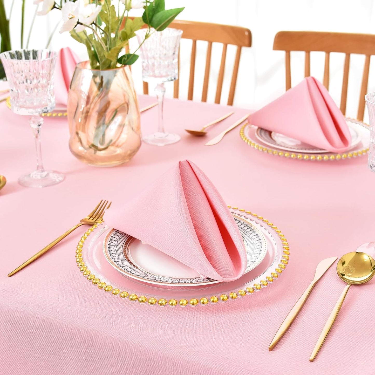 Cloth Napkins Set of 6 Washable Dinner Napkins Square 18X18 Inch Pink Reusable Table Napkin with Hemmed Edges for Hotel Restaurant Wedding Party Banquet Event