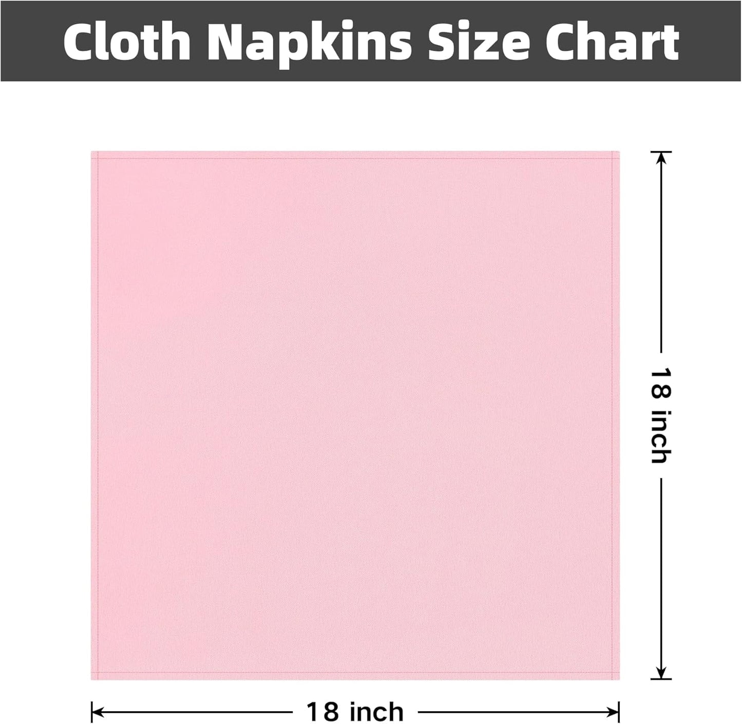 Cloth Napkins Set of 6 Washable Dinner Napkins Square 18X18 Inch Pink Reusable Table Napkin with Hemmed Edges for Hotel Restaurant Wedding Party Banquet Event