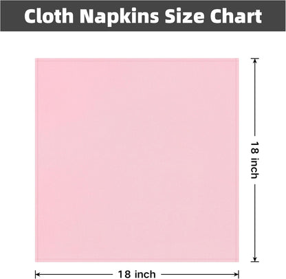 Cloth Napkins Set of 6 Washable Dinner Napkins Square 18X18 Inch Pink Reusable Table Napkin with Hemmed Edges for Hotel Restaurant Wedding Party Banquet Event
