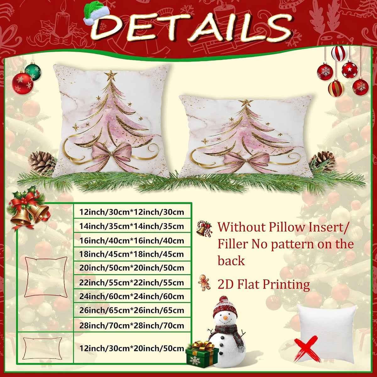 Christmas Tree Throw Pillow Covers Set of 2, Festive Fanciful Stars Bow Christmas Peach Soft Velvet Washable Cushion Covers Pillow for Living Room Bedroom Loft Office Car Decor 16x16 Inch
