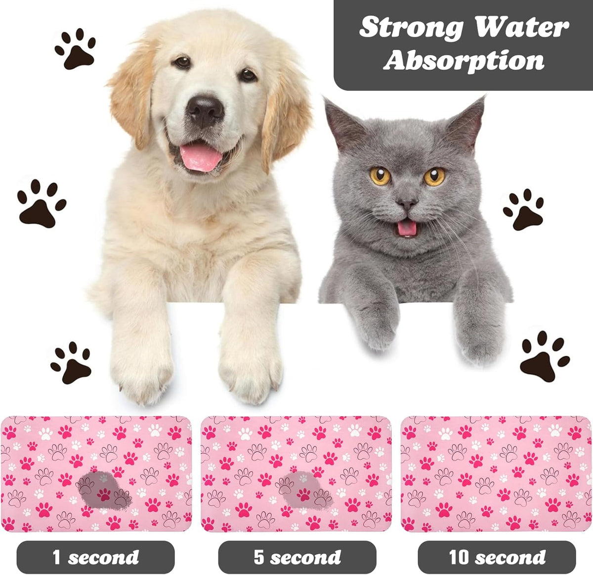 Dog Food Mat, Absorbent Water Bowl Mats Cat Pet Feeding Placemats Pink 20 * 12 inch