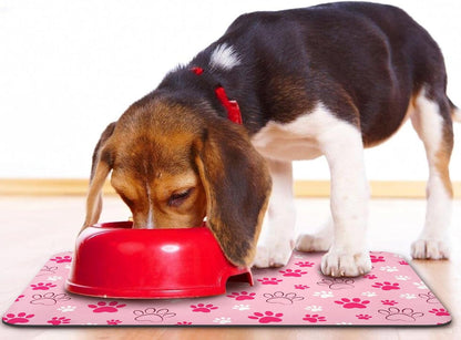 Dog Food Mat, Absorbent Water Bowl Mats Cat Pet Feeding Placemats Pink 20 * 12 inch
