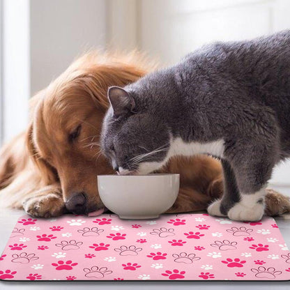 Dog Food Mat, Absorbent Water Bowl Mats Cat Pet Feeding Placemats Pink 20 * 12 inch