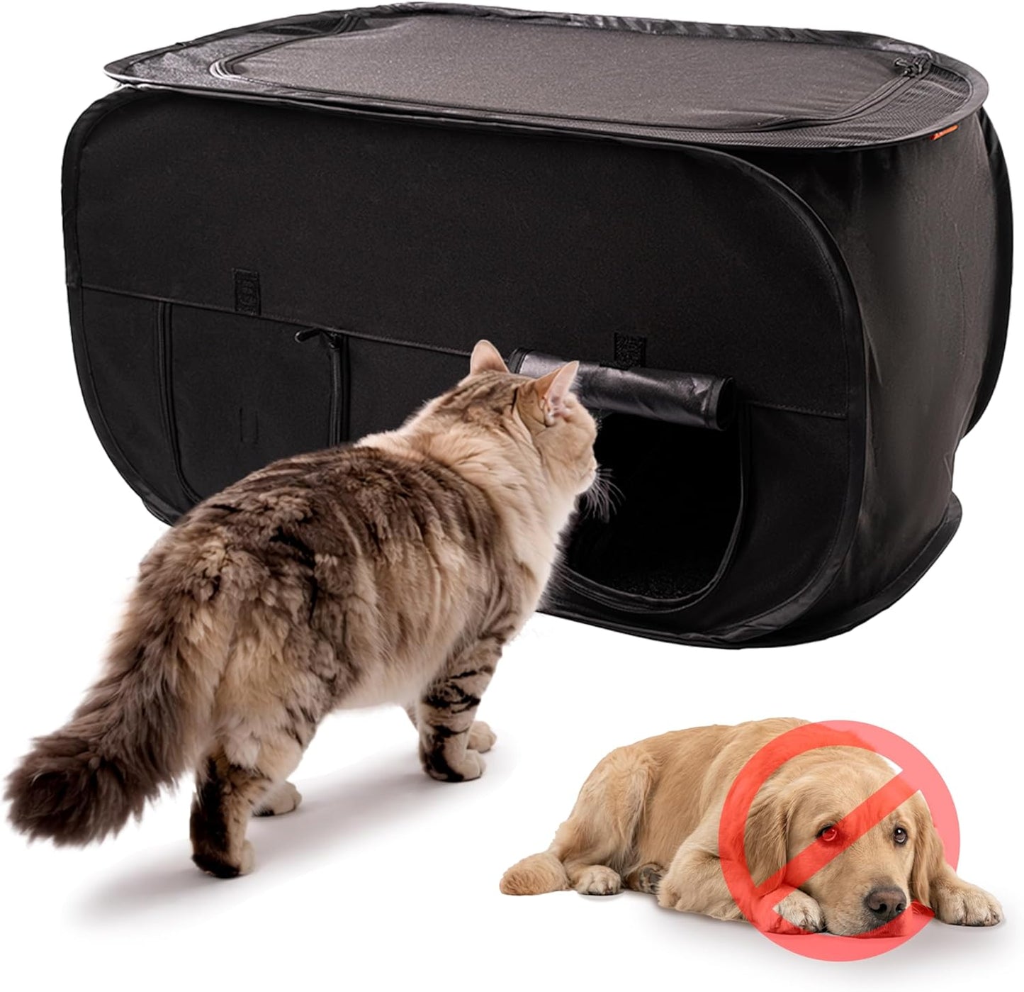 PEXTER Cat Litter Box Enclosure, Dog Proof, Discreet and Hidden Cat Litter Box Hider, Kitty Litter Trap Design with Easy-Clean Feature, Scoop and Deodorizer Storage Pockets, Lightweight and Waterproof