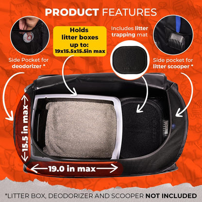 PEXTER Cat Litter Box Enclosure, Dog Proof, Discreet and Hidden Cat Litter Box Hider, Kitty Litter Trap Design with Easy-Clean Feature, Scoop and Deodorizer Storage Pockets, Lightweight and Waterproof