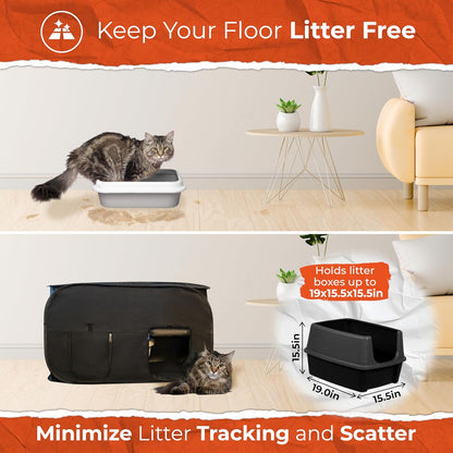 PEXTER Cat Litter Box Enclosure, Dog Proof, Discreet and Hidden Cat Litter Box Hider, Kitty Litter Trap Design with Easy-Clean Feature, Scoop and Deodorizer Storage Pockets, Lightweight and Waterproof
