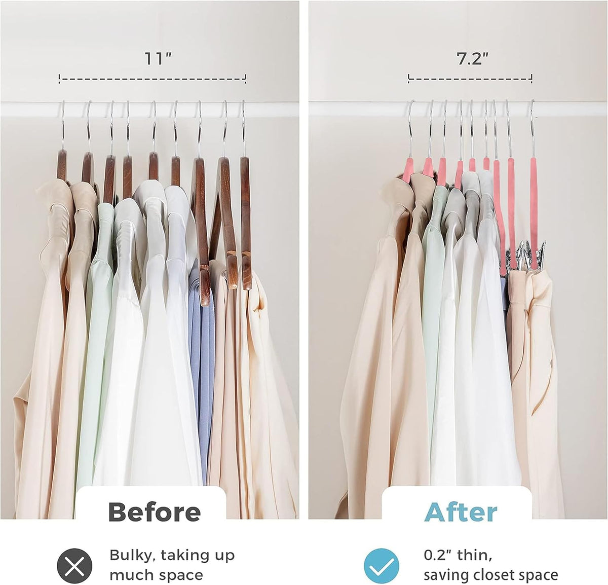 20 Pack Velvet Clothes Hangers with Adjustable Clips,Heavy-Duty Non Slip & Space-Saving with 1 Magic Hangers & 2 Tie Rack for Suit Coat Pants Skirt Dresses