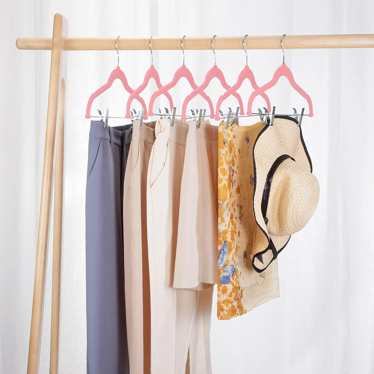 20 Pack Velvet Clothes Hangers with Adjustable Clips,Heavy-Duty Non Slip & Space-Saving with 1 Magic Hangers & 2 Tie Rack for Suit Coat Pants Skirt Dresses
