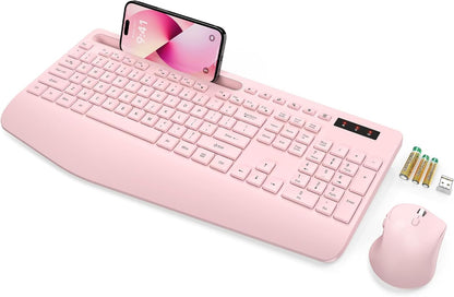 Wireless Keyboard and Mouse Combo, Full Size, Ergonomic Wrist Rest
