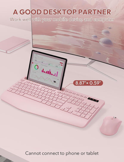 Wireless Keyboard and Mouse Combo, Full Size, Ergonomic Wrist Rest