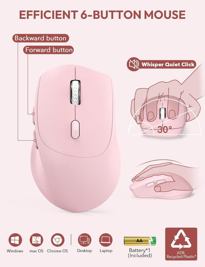 Wireless Keyboard and Mouse Combo, Full Size, Ergonomic Wrist Rest