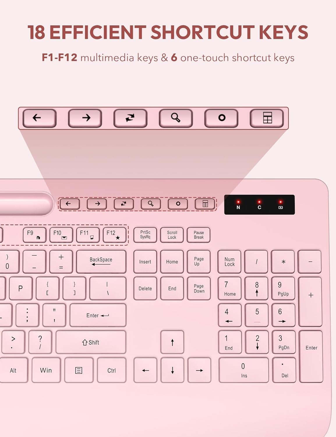 Wireless Keyboard and Mouse Combo, Full Size, Ergonomic Wrist Rest