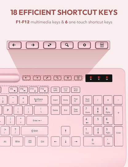 Wireless Keyboard and Mouse Combo, Full Size, Ergonomic Wrist Rest
