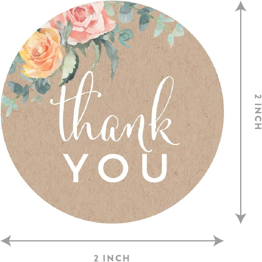 Peach Kraft Brown Rustic Floral Garden Party Baby Collection, Favor Bag DIY Party Favors Kit, Baby Shower Thank You!, 24-Pack