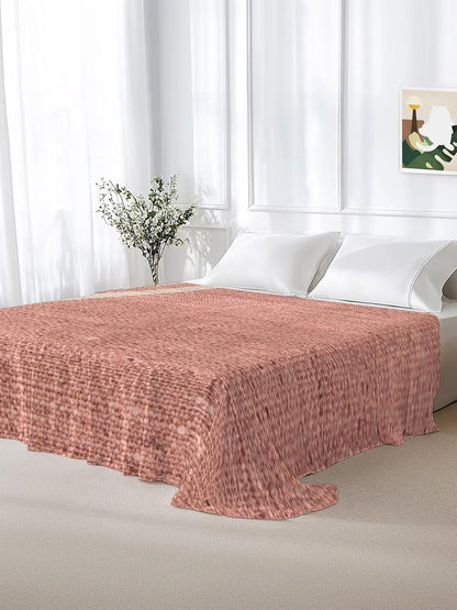 Peach Pink Texture Full Size Flat Sheet Wrinkleproof Lightweight Soft Top Flat Bed Sheet Only,Country Farmhouse Burlap Stripes Breathable Cooling Bedding Top Sheets for Bedroom Hotel 81 x 96 Inches