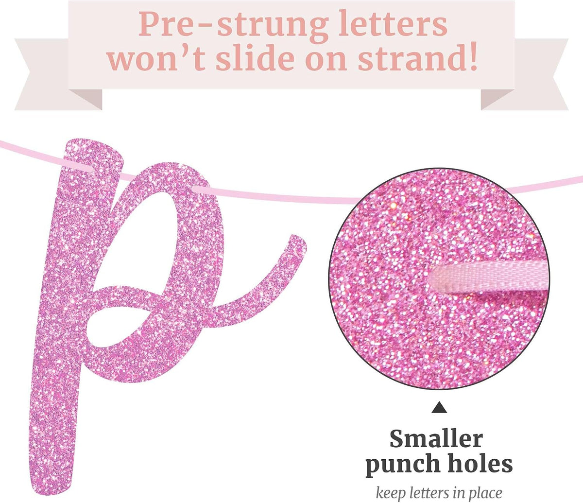Pre-Strung Pop The Bubbly She's Getting A Hubby Banner - Pink Bridal Banner