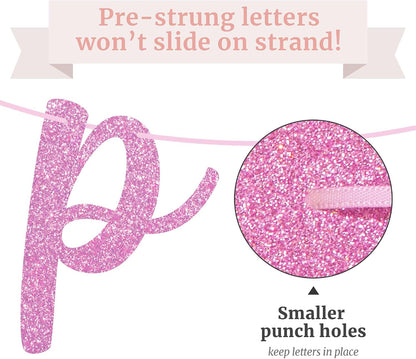 Pre-Strung Pop The Bubbly She's Getting A Hubby Banner - Pink Bridal Banner
