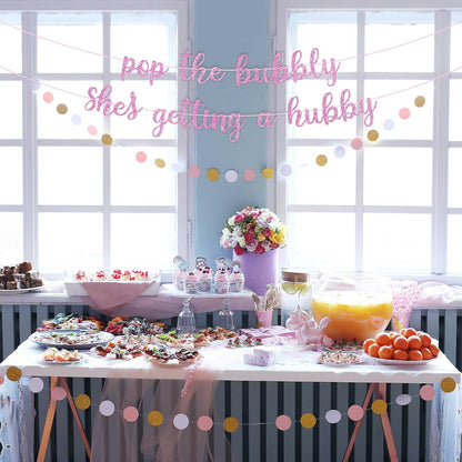 Pre-Strung Pop The Bubbly She's Getting A Hubby Banner - Pink Bridal Banner