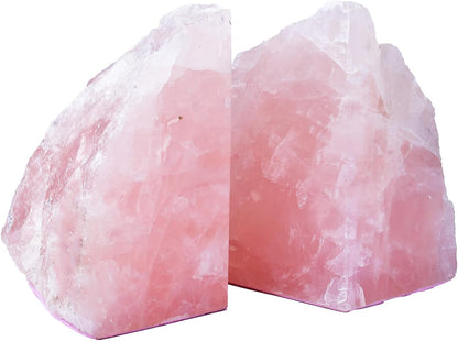 Rose Quartz Bookends Decorative Pink Crystal Stone Book Holders Heavy Duty